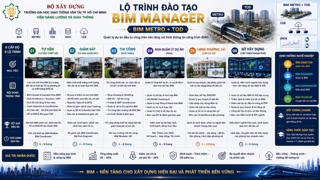 Lộ trình đào tạo BIM Manager – BIM Metro + TOD