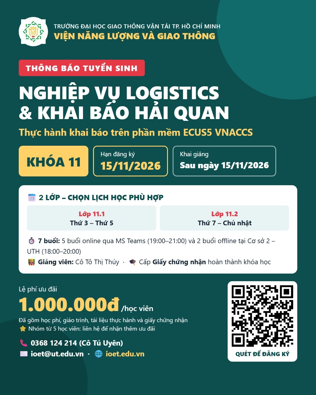 Nghiệp vụ Logistics và Khai báo Hải quan (ECUS5) – Khóa 11