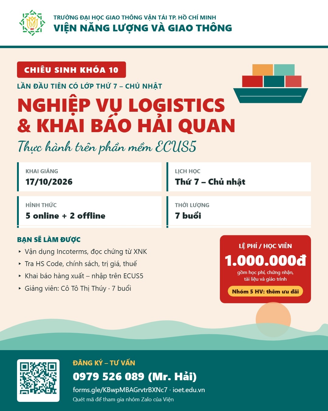 Nghiệp vụ Logistics và Khai báo Hải quan (ECUS5) – Khóa 10