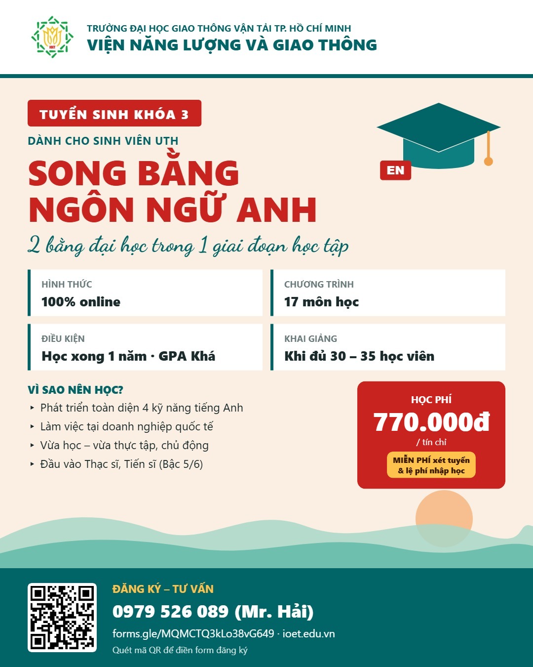 Song bằng Ngôn ngữ Anh (học 100% online) – Khóa 3